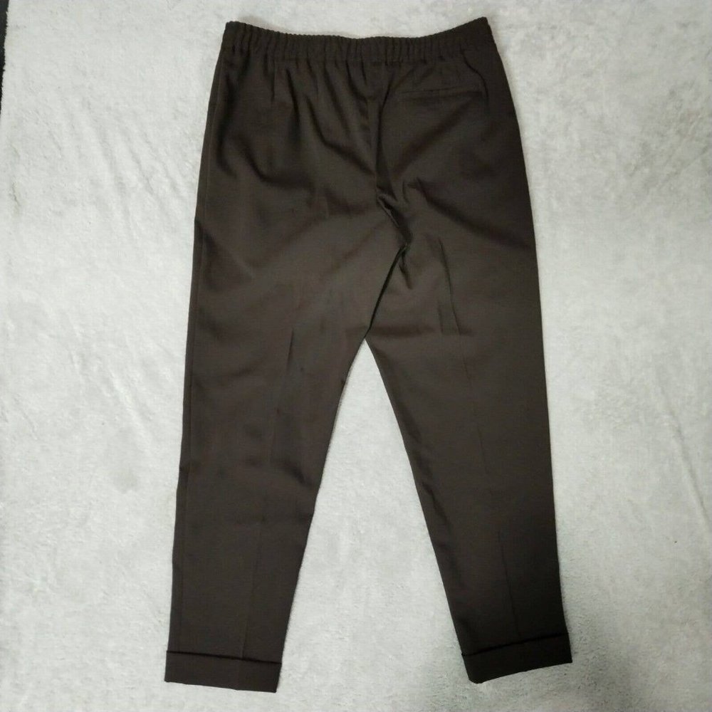 Reiss Trousers Mens 34 (34x28) Dark Aubergine Wool Nakata Drawstring Relaxed - Picture 9 of 16